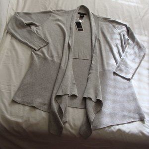 Light Gray Long Sleeve Open Front ASYMMETRICAL CARDIGAN Sweater Sz 1X